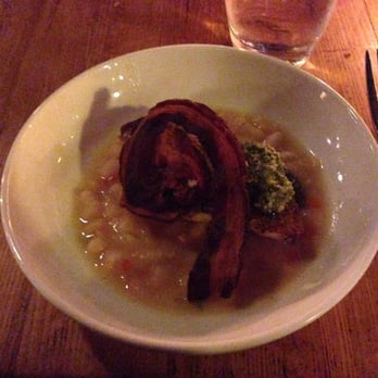 Bar Acuda - Seared Mahi Mahi with bacon, pesto and some sort of beans - Tapas Bars Near Me - Hanalei, Hawaii Bar Acuda - Seared Mahi Mahi with bacon, pesto and some sort of beans - Tapas Bars Near Me - Hanalei, Hawaii