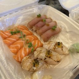 Salmon Nigiri, Seared Albacore Nigiri, Seared Scallops - this is 2 orders of each Salmon Nigiri, Seared Albacore Nigiri, Seared Scallops - this is 2 orders of each