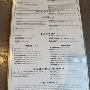 Miriam Cocina Latina - Drink menu - Latin American Near Me - Coppell, Texas Miriam Cocina Latina - Drink menu - Latin American Near Me - Coppell, Texas