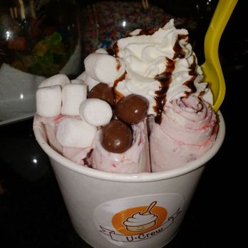 U-Crew Thai Creamery & Tea - Finished product of thai ice cream rolls, comes with two toppings - Bubble Tea Near Me - Corona, New York U-Crew Thai Creamery & Tea - Finished product of thai ice cream rolls, comes with two toppings - Bubble Tea Near Me - Corona, New York