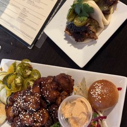 Carnitas Buns and Korean Fried Chicken Plate Carnitas Buns and Korean Fried Chicken Plate