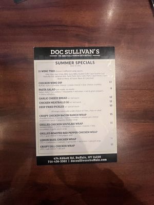 Menu photo 3 Doc Sullivan's Buffalo, NY