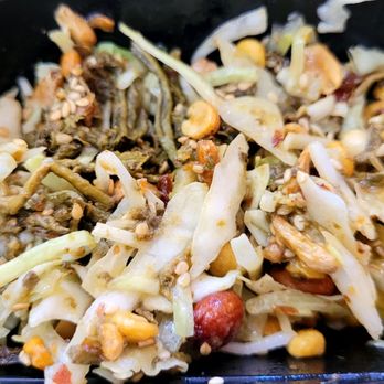 Kyain Kyain - Closeup of tea leaf salad - Burmese Near Me - Fremont, California Kyain Kyain - Closeup of tea leaf salad - Burmese Near Me - Fremont, California