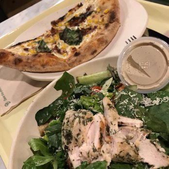Modern Market Eatery - Half bacon and corn pizza and Roman salad! - Sandwiches Near Me - Phoenix, Arizona