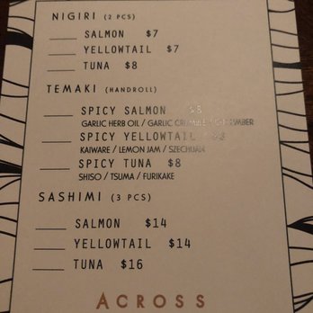 Across The Pond - Sushi menu - Cocktail Bars Near Me - Phoenix, Arizona Across The Pond - Sushi menu - Cocktail Bars Near Me - Phoenix, Arizona