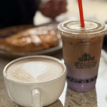 Aloha Stacks - Hawaiian Latte $5.75 + Iced Ube Latte $5.75 - Breakfast & Brunch Near Me - Irvine, California