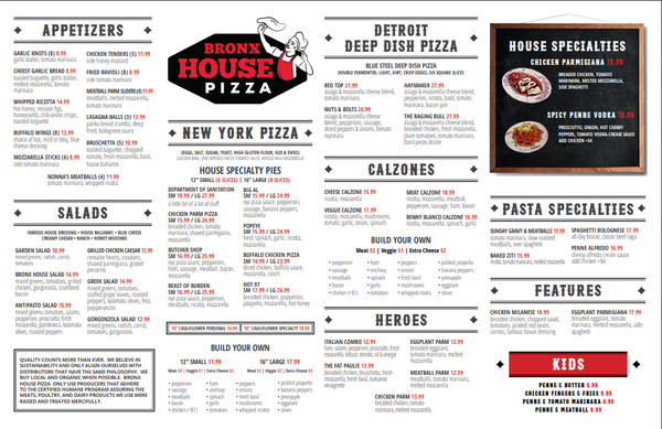 Menu photo 1 Bronx House Pizza Palm Coast, FL Menu photo 1 Bronx House Pizza Palm Coast, FL