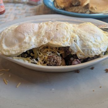 Moonlight Diner - Smoked sausage skillet with over easy eggs - Diners Near Me - Denver, Colorado