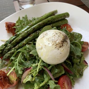 Black Market Bistro - Mozzarella with grilled asparagus - New American Near Me - Garrett Park, Maryland Black Market Bistro - Mozzarella with grilled asparagus - New American Near Me - Garrett Park, Maryland