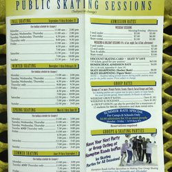 Hampton Roads Iceplex - List of public skating sessions, taken in September 2016. I found the website wasn't 100% accurate.