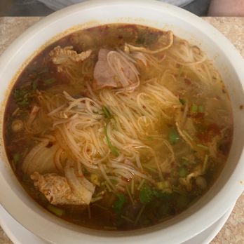 Happy Family - Spicy pho. Comes with three meats even though menu doesn't say that. - Asian Fusion Near Me - Pittsburg, Kansas Happy Family - Spicy pho. Comes with three meats even though menu doesn't say that. - Asian Fusion Near Me - Pittsburg, Kansas