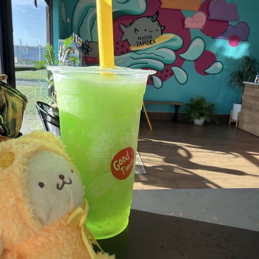 Teaside Tapioca - Green apple slushy with pineapple jelly - Juice Bars & Smoothies Near Me - Galveston, Texas Teaside Tapioca - Green apple slushy with pineapple jelly - Juice Bars & Smoothies Near Me - Galveston, Texas
