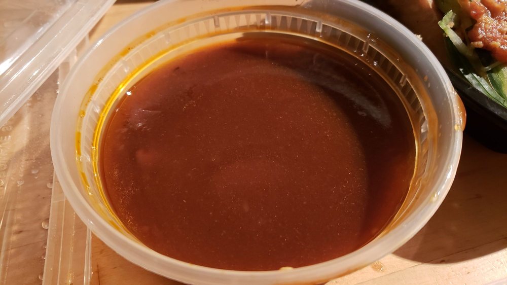 Mushroom sauce, made vegan, that comes w/Mock Duck dish (13). Bland