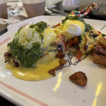 Breakfast Republic - Mushroom pesto Benedict - Breakfast & Brunch Near Me - Costa Mesa, California Breakfast Republic - Mushroom pesto Benedict - Breakfast & Brunch Near Me - Costa Mesa, California
