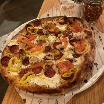 Crispelli's Bakery & Pizzeria - Mediterranean Pizza with pepperoni added - Italian Near Me - West Bloomfield, Michigan Crispelli's Bakery & Pizzeria - Mediterranean Pizza with pepperoni added - Italian Near Me - West Bloomfield, Michigan