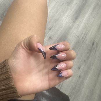Allure Salon & Spa - Acrylic nails + french tip + dark blue cat eye overlay ;p - Nail Salons Near Me - Castaic, California Allure Salon & Spa - Acrylic nails + french tip + dark blue cat eye overlay ;p - Nail Salons Near Me - Castaic, California