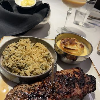 Tado Steakhouse - NY strip cooked perfectly with rice and potatoes. Was so delicious - Seafood Near Me - Welch, Minnesota