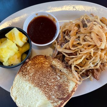Fitz's - House Smoked Pulled Pork Sandwich with Fruit - New American Near Me - Saint Louis, Missouri