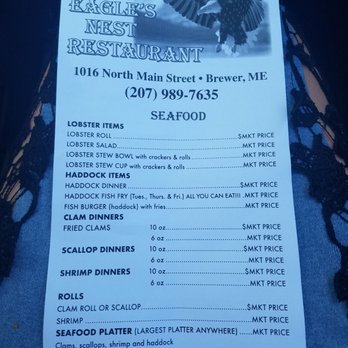Eagles Nest Restaurant - Menu July 2021 - Seafood Near Me - Brewer, Maine Eagles Nest Restaurant - Menu July 2021 - Seafood Near Me - Brewer, Maine