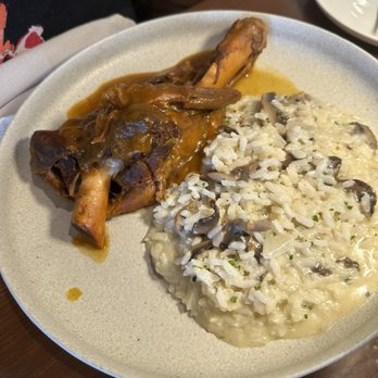 Sette Osteria - Washington - STINCO D' AGNELLO Braised Lamb Shank, Wild Mushroom Risotto - Italian Near Me - Washington, DC, District of Columbia Sette Osteria - Washington - STINCO D' AGNELLO Braised Lamb Shank, Wild Mushroom Risotto - Italian Near Me - Washington, DC, District of Columbia