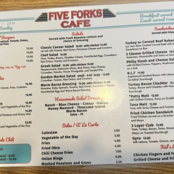 Five Forks Cafe - Menu as of May 2025 - Diners Near Me - Williamsburg, Virginia