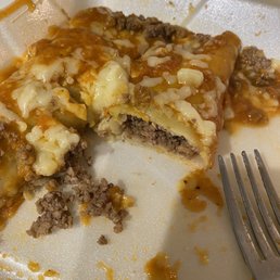 We ordered cheese enchiladas but got beef instead We ordered cheese enchiladas but got beef instead