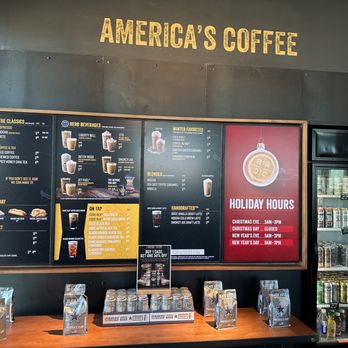 Black Rifle Coffee - Menu and some cold canned drinks available for purchase. - Coffee & Tea Near Me - Frisco, Texas