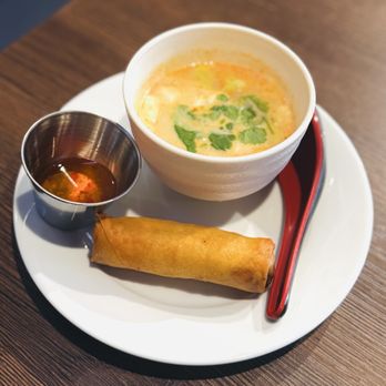 Manee Thai Cuisine - 53. Tom Kha Soup with Veggie Egg Roll - Lunch Special - Thai Near Me - The Colony, Texas Manee Thai Cuisine - 53. Tom Kha Soup with Veggie Egg Roll - Lunch Special - Thai Near Me - The Colony, Texas