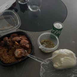 Jollof rice, chicken, Fufu , and Okra soup Jollof rice, chicken, Fufu , and Okra soup