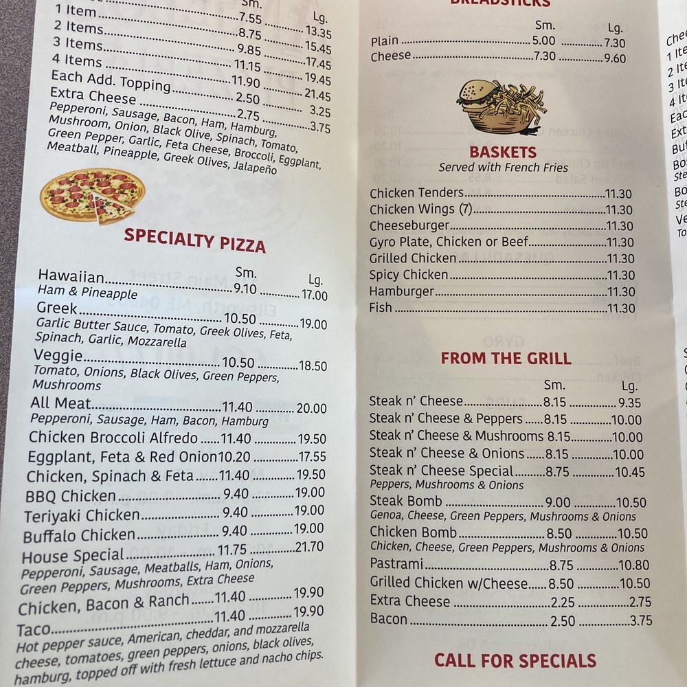 Angelo's Pizzeria Restaurant - Menu 8/23 - Pizza Near Me - Ellsworth, Maine