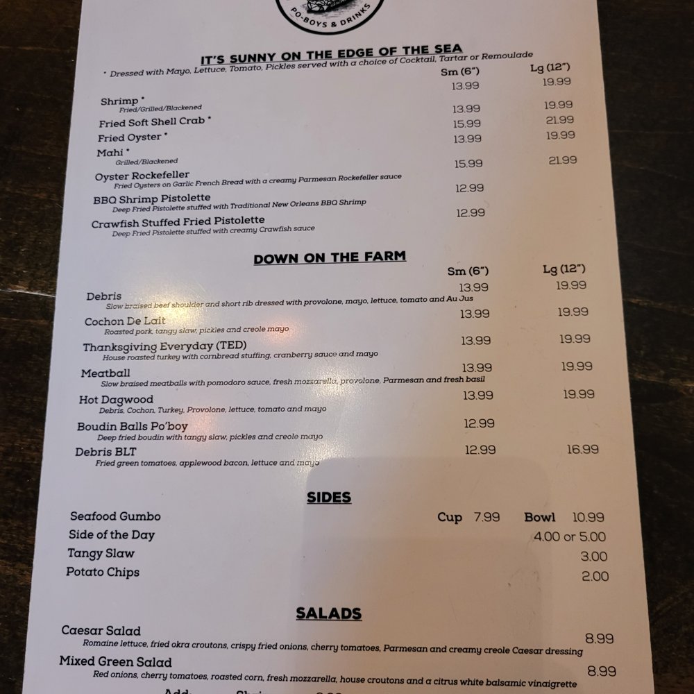 Debris Po Boys & Drinks - Menu - Sandwiches Near Me - Mobile, Alabama Debris Po Boys & Drinks - Menu - Sandwiches Near Me - Mobile, Alabama