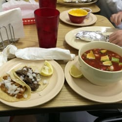 Taqueria Mariscos Daysis - Two street tacos and medium shrimp cocktail.