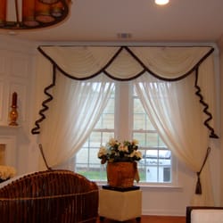 Long Island Window Treatments - Swags and Jabots made out of beautiful sheer material