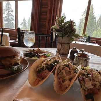 Jenny Lake Lodge Dining Room - Trout tacos and burger - Breakfast & Brunch Near Me - Moran, Wyoming Jenny Lake Lodge Dining Room - Trout tacos and burger - Breakfast & Brunch Near Me - Moran, Wyoming