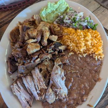 Carnitas Uruapan - Sampler plate Buche, carnitas, chicharon - Mexican Near Me - San Diego, California
