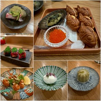 Oru - Trout Roe Service, 1/2 Kanpachi Crudo, Wagyu Lumpia, Tofu Karaage, Coconut Sorbet, Coulant - Sushi Bars Near Me - Houston, Texas Oru - Trout Roe Service, 1/2 Kanpachi Crudo, Wagyu Lumpia, Tofu Karaage, Coconut Sorbet, Coulant - Sushi Bars Near Me - Houston, Texas
