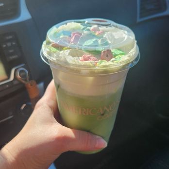 Americano's Coffee - Lucky charms iced Matcha. Incredible. Has vanilla syrup in Matcha and the special marshmallow cereal cold foam. - Coffee & Tea Near Me - Mission Viejo, California