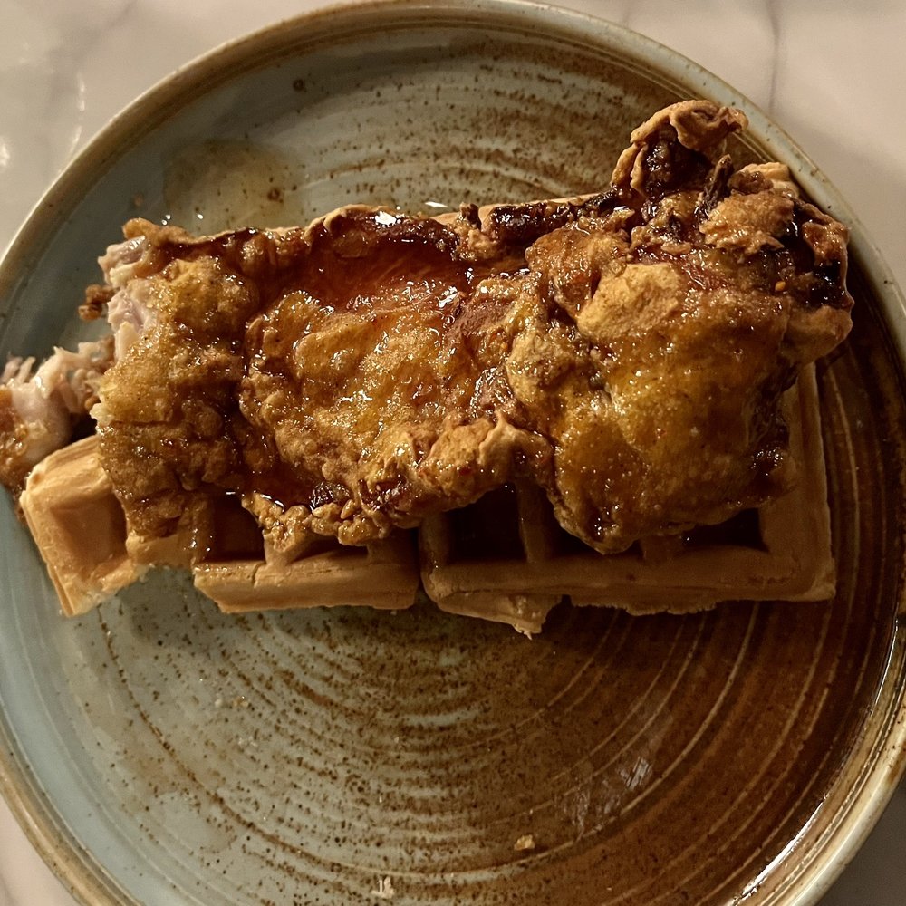 Rocks & Drams - Chicken and waffles (not so pretty-but sooo yummy) - Cocktail Bars Near Me - Ventura, California Rocks & Drams - Chicken and waffles (not so pretty-but sooo yummy) - Cocktail Bars Near Me - Ventura, California