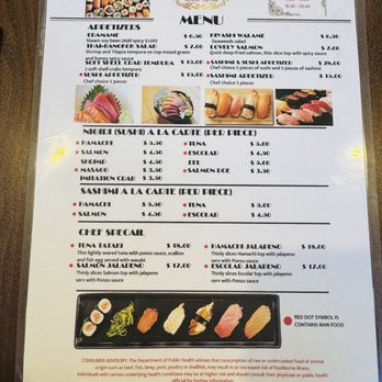 Thai Bangkok - Sushi Menu - Thai Near Me - Monte Vista, Colorado