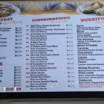 Agave Taco Shop - Menu 2/28/25 - Mexican Near Me - San Diego, California