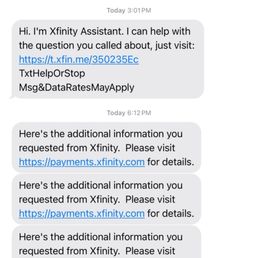 These are the texts I received between my husband's call to cancel service and when they called me.