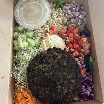 Active Culture - Hummus quinoa salad with lentil patty - Cafes Near Me - Long Beach, California