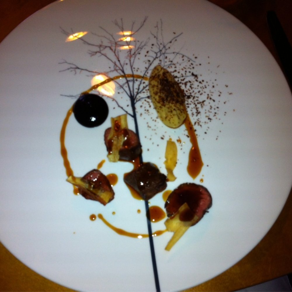 Manchester House - Rump of venison parsnip purée , black cherry sauce, parsnip crips - Bars Near Me - Manchester, XGM