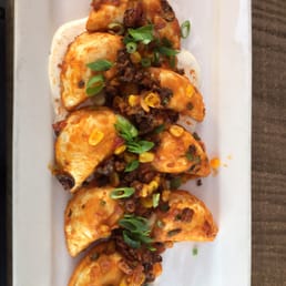 Southwest pierogies with corn, onion and black beans. Southwest pierogies with corn, onion and black beans.