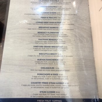Vineyard Cafe - Menu - Breakfast & Brunch Near Me - Oxnard, California Vineyard Cafe - Menu - Breakfast & Brunch Near Me - Oxnard, California