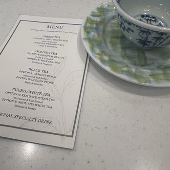 Seven TeaHouse - Tea menu and glass - Tea Rooms Near Me - Leesburg, Virginia