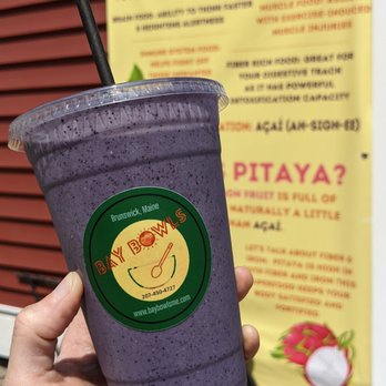 Bay Bowls - a hand holding a purple drink - Acai Bowls Near Me - Brunswick, Maine