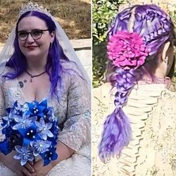 Headquarters Hair Salon - The day of my wedding. The pics do the colors no justice. My friend did the braids and Jennifer did the colors