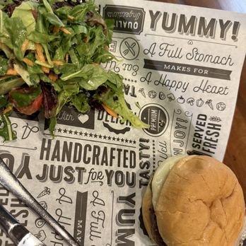 Longtable Beer Cafe - Longtable burger with side salad - Bars Near Me - Middleton, Wisconsin