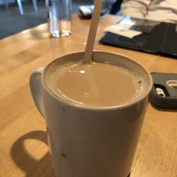 Morgans Restaurant - This is their definition of a cappuccino. The microscopic layer of foam dissolved after adding a packet of sugar. - New American Near Me - Miami, Florida
